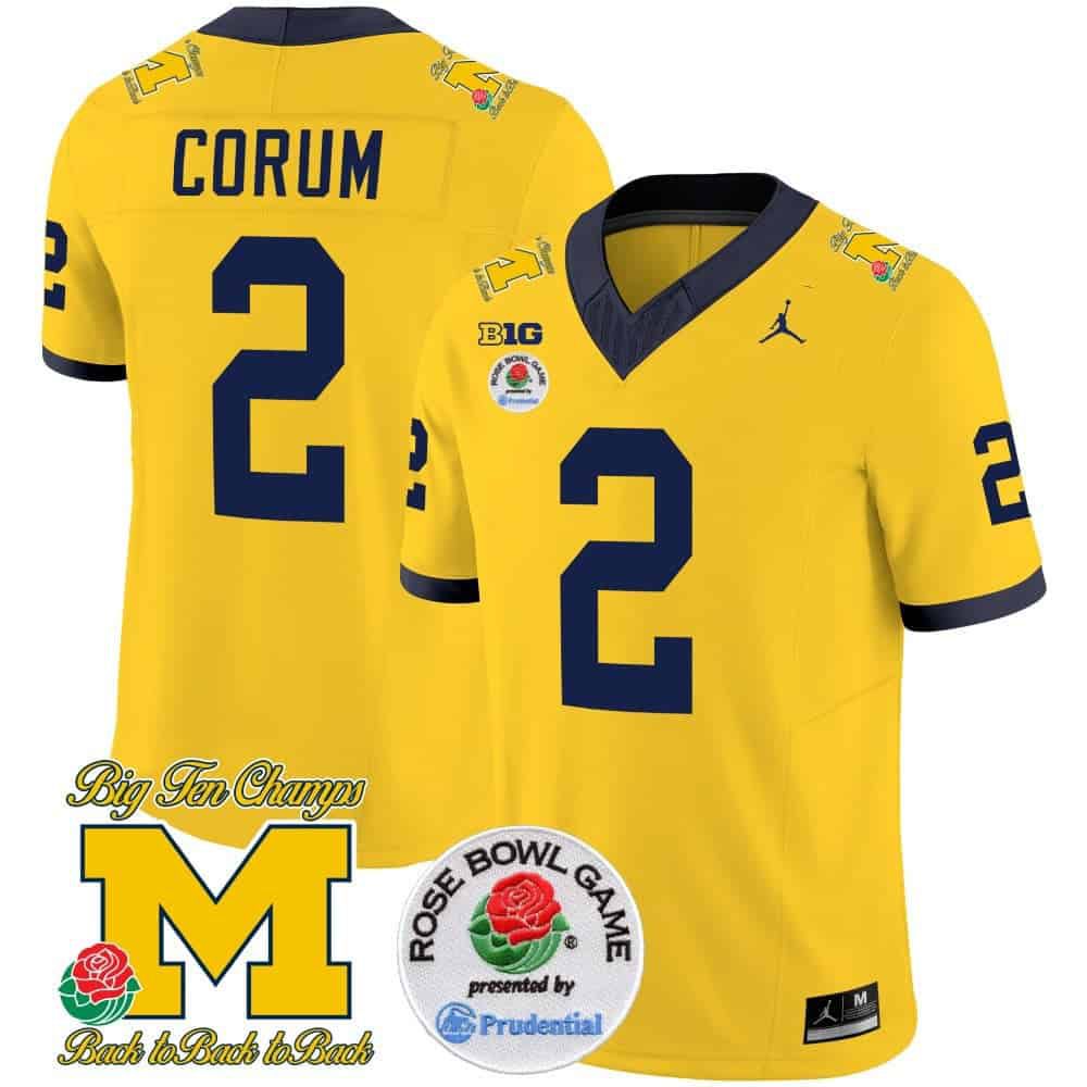 Men Michigan Wolverines #2 Corum Yellow 2024 Rose Bowl Patch Vapor Limited NCAA Jersey->indianapolis colts->NFL Jersey